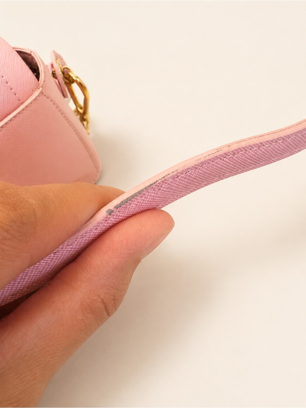 House of Want Blush Pink Mini Top Handle Bag With Gold Chain - Picture 6 of 8